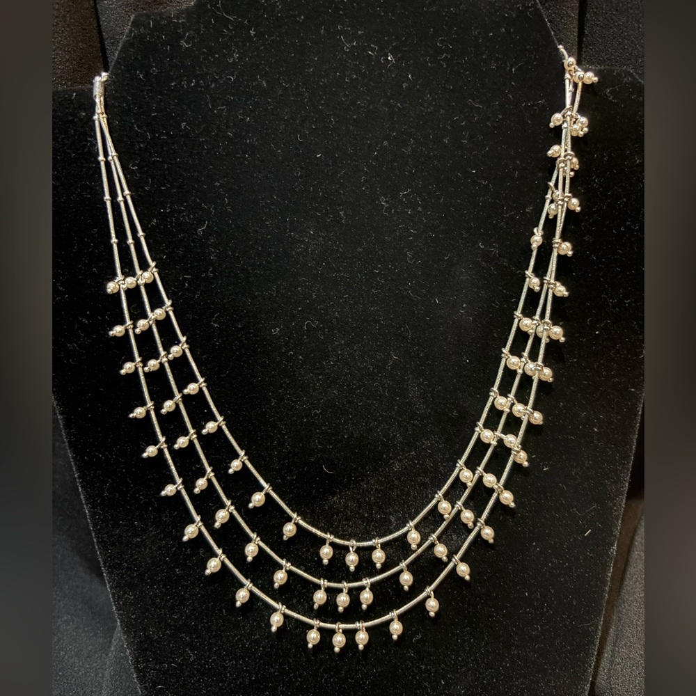 Anne Klein layered Silver Multi Strand Necklace 18”